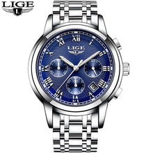 Load image into Gallery viewer, LIGE Watch Men Fashion Sports Quartz Full Steel Business Waterproof