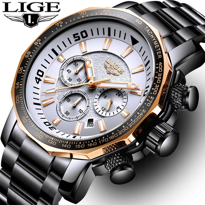 Relojes Hombre 2018New LIGE Watches Men Full Steel Wristwatch Dive 30m Casual Watch