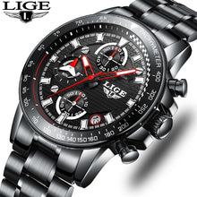 Load image into Gallery viewer, LIGE Men Watches Top Brand Luxury Full Steel Waterproof