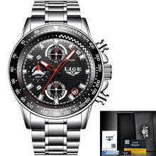 Load image into Gallery viewer, LIGE Men Watches Top Brand Luxury Full Steel Waterproof