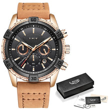 Load image into Gallery viewer, 2019 Watch LIGE Casual Leather WaterproofSport Quartz Clock Relogio Masculino
