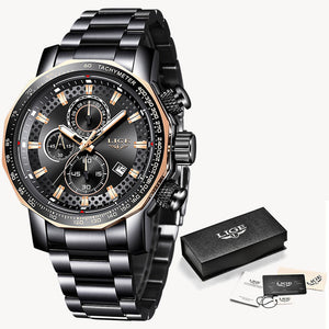 New 2019 LIGE Mens Watches All Steel Waterproof Chronograph Relogio Masculino