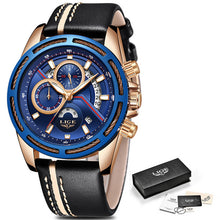 Load image into Gallery viewer, LIGE Mens Watches Luxury Sports ClockWaterproof Fashion Blue Relogio Masculino