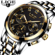 Load image into Gallery viewer, LIGE New Watches Men Waterproof Full Steel