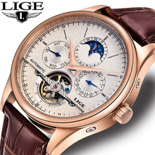 Load image into Gallery viewer, Relojes Hombre LIGE Brand Men Watches Automatic Mechanical Watch Tourbillon Retro Wristwatch