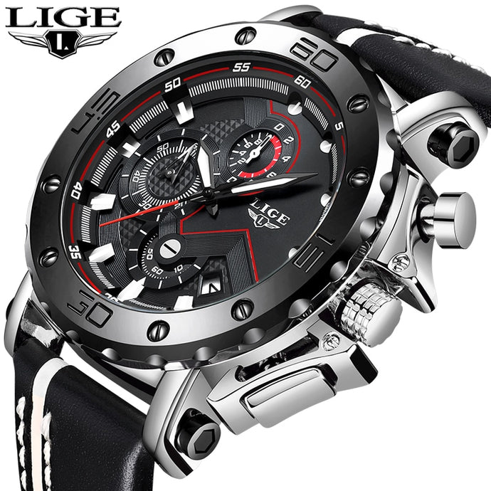 2019 LIGE New Mens Watches Dial Military Army Waterproof Business Watch Men